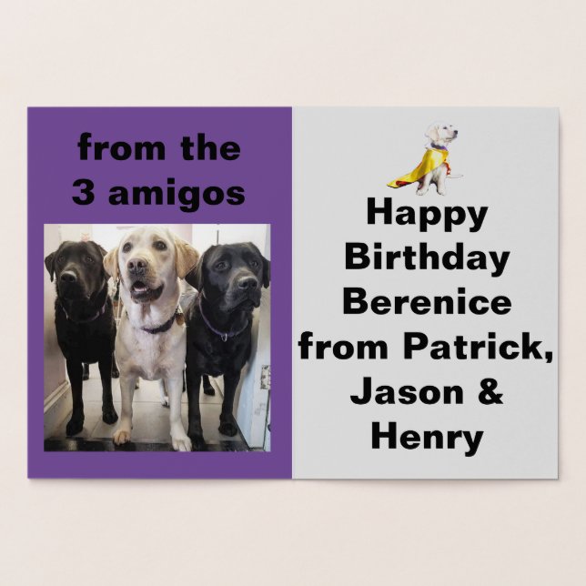 Tarjeta Con Relieve Metalizado Perros para discapacitados personalizables (Interior)