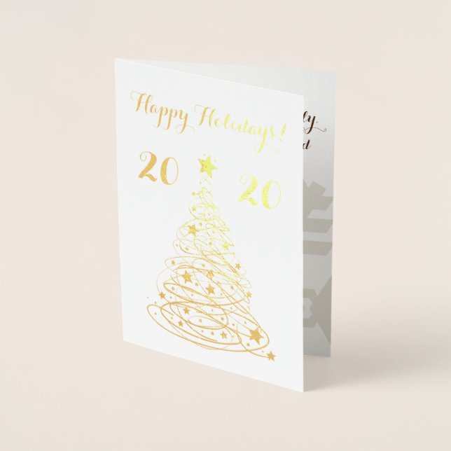 Tarjeta Con Relieve Metalizado Personalizable elegante de Happy Holidays (Anverso)