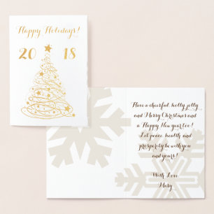 Tarjeta Con Relieve Metalizado Personalizable elegante de Happy Holidays