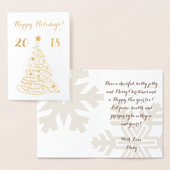 Tarjeta Con Relieve Metalizado Personalizable elegante de Happy Holidays (Demostración)