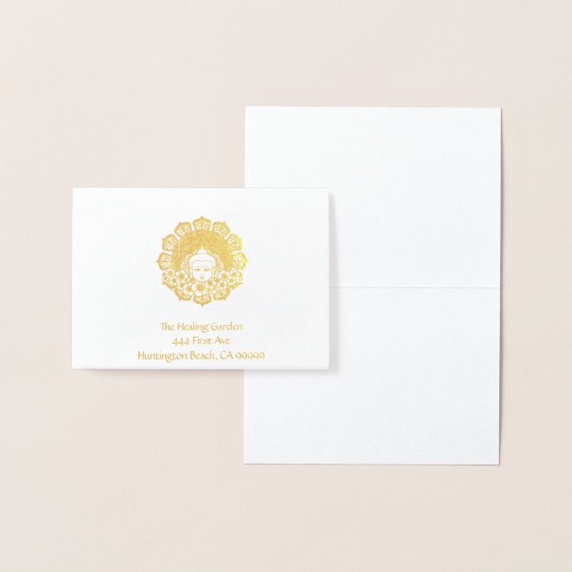 Tarjeta Con Relieve Metalizado Personalizable Mandala de la flor de Buda (Demostración)