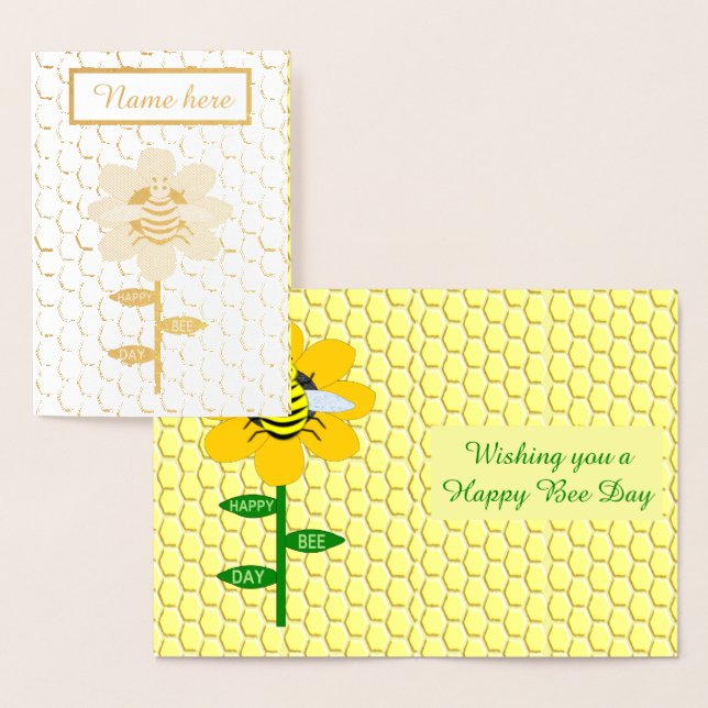 Tarjeta Con Relieve Metalizado Personalizado de Bumblebee Feliz Día de la Abeja (Demostración)