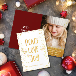 Tarjeta Con Relieve Metalizado Personalizado de citas "Peace Love Joy"