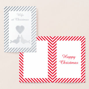 Tarjeta Con Relieve Metalizado Personalizado de focos de besos de Navidades íntim
