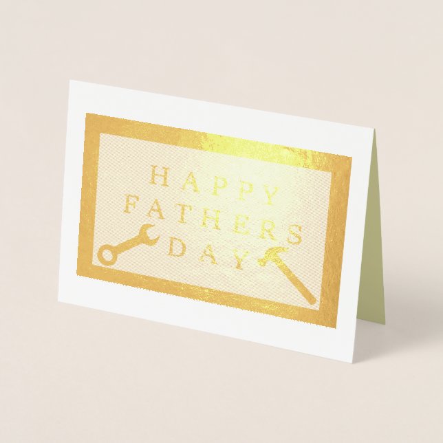 Tarjeta Con Relieve Metalizado Personalizado de Rótulo de Madera del Día del Padr (Anverso)