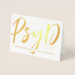 Tarjeta Con Relieve Metalizado Personalizado Elegante Médico PsyD de Psicología m