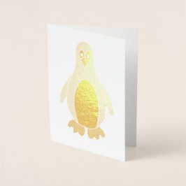 Tarjeta Con Relieve Metalizado Personalizado Penguin