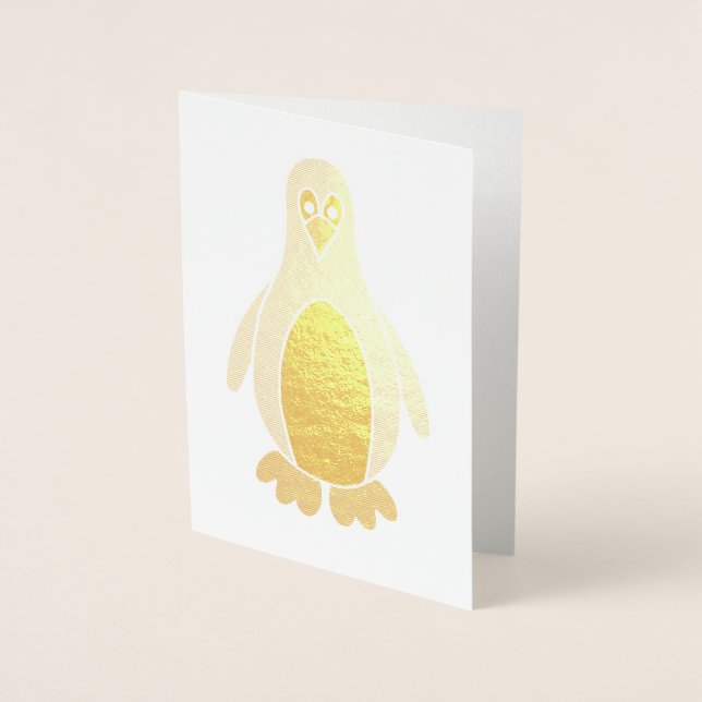 Tarjeta Con Relieve Metalizado Personalizado Penguin (Anverso)