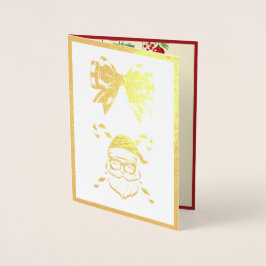 Tarjeta Con Relieve Metalizado Personalizado Santa en tonos y Navidades de traves