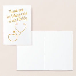 Tarjeta Con Relieve Metalizado Personalizado Texto Estetoscopio Médica/Enfermero