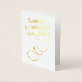 Tarjeta Con Relieve Metalizado Personalizado Texto Estetoscopio Médica/Enfermero