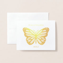 Tarjeta Con Relieve Metalizado Personalizado texto mariposa cumpleaños cumpleanos