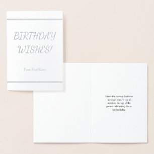 Tarjeta Con Relieve Metalizado Personalizado y Personalizable "¡DESEOS DE CUMPLEA