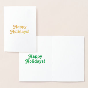 Tarjeta Con Relieve Metalizado Personalizar, Felices Fiestas plata verde o oro