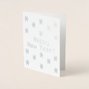 Tarjeta Con Relieve Metalizado Personalizar, Feliz Año Nuevo, copos de nieve