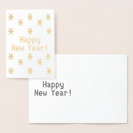 Tarjeta Con Relieve Metalizado Personalizar, Feliz Año Nuevo, copos de nieve