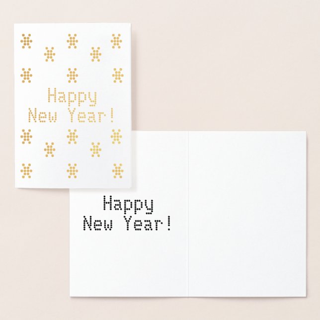 Tarjeta Con Relieve Metalizado Personalizar, Feliz Año Nuevo, copos de nieve (Demostración)
