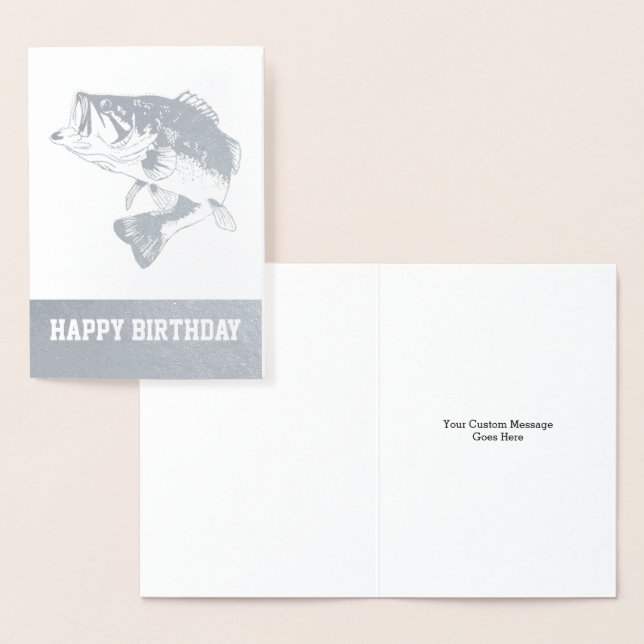 Tarjeta Con Relieve Metalizado Pescado Personalizado de los hombres de cumpleaños (Demostración)