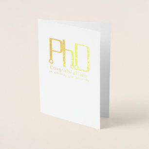 Tarjeta Con Relieve Metalizado PhD médico de la carta de felicitaciones de filoso