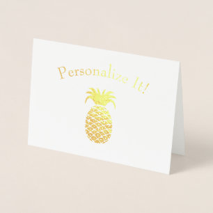 Tarjeta Con Relieve Metalizado Piña simple personalizada