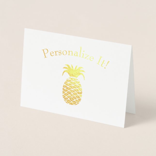 Tarjeta Con Relieve Metalizado Piña simple personalizada (Anverso)