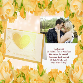 Tarjeta Con Relieve Metalizado Pintado Be My Valentine Gold Heart Add Photo