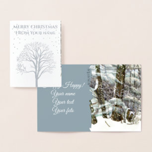 Tarjeta Con Relieve Metalizado Pintura de Winter Watercol