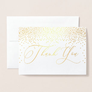 Tarjeta Con Relieve Metalizado PixDezines Gold Confetti Gracias, Caligrafía