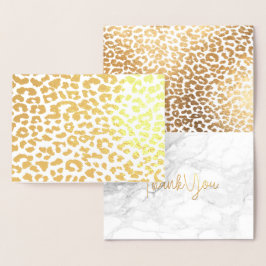 Tarjeta Con Relieve Metalizado PixDezines manchas de leopardo doradas agradecen