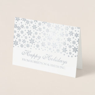 Tarjeta Con Relieve Metalizado Plata del negocio corporativo buenas fiestas