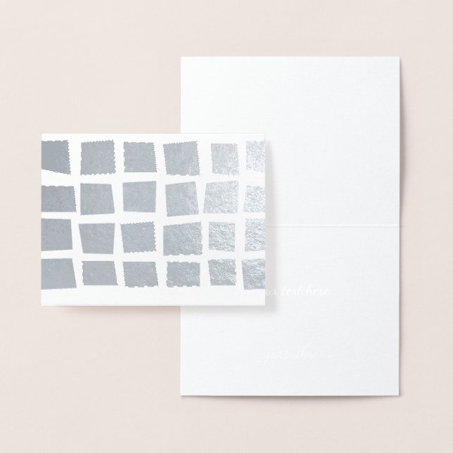 Tarjeta Con Relieve Metalizado Plata Dorada Simple Moderna Resumen cuadrado aleat (Demostración)