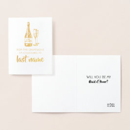 Tarjeta Con Relieve Metalizado Pop the Champagne - Divertida propuesta de la dama