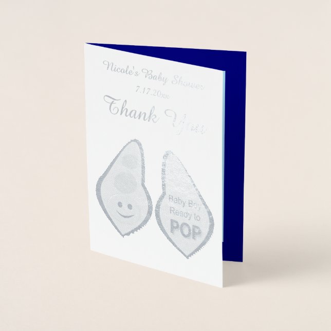 Tarjeta Con Relieve Metalizado Preparado para hacer aparecer al bebé Personalizad (Anverso)