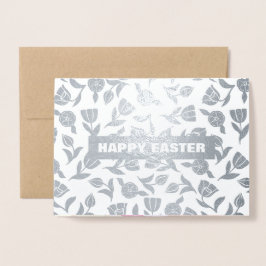 Tarjeta Con Relieve Metalizado Primavera Tulips Real Relieve metalizado Pascua de