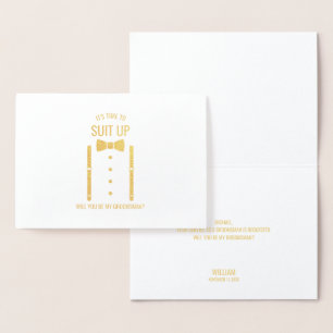 Tarjeta Con Relieve Metalizado Propuesta de Groomsman personalizada sobre el cant