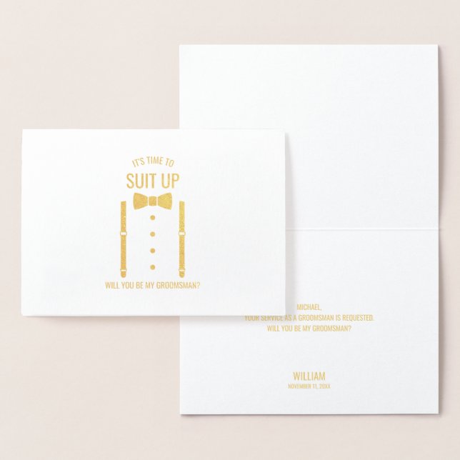 Tarjeta Con Relieve Metalizado Propuesta de Groomsman personalizada sobre el cant (Demostración)