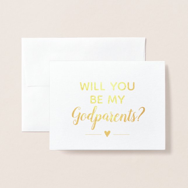 Tarjeta Con Relieve Metalizado Propuesta de Moderno Will You Be My Godfather (Anverso con sobre)