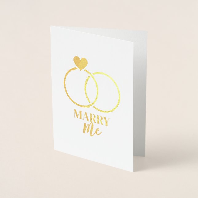 Tarjeta Con Relieve Metalizado PROPUESTA DE VALENTINA , Anillos Bodas de Relieve  (Anverso)