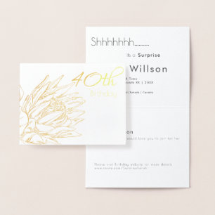 TARJETA CON RELIEVE METALIZADO PROTEA GOLD & WHITE ELEGANT SORPRISE FIESTA