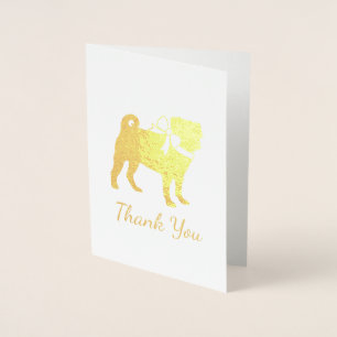 Tarjeta Con Relieve Metalizado Pug Dog Baby Shower Boy Blue con Bow