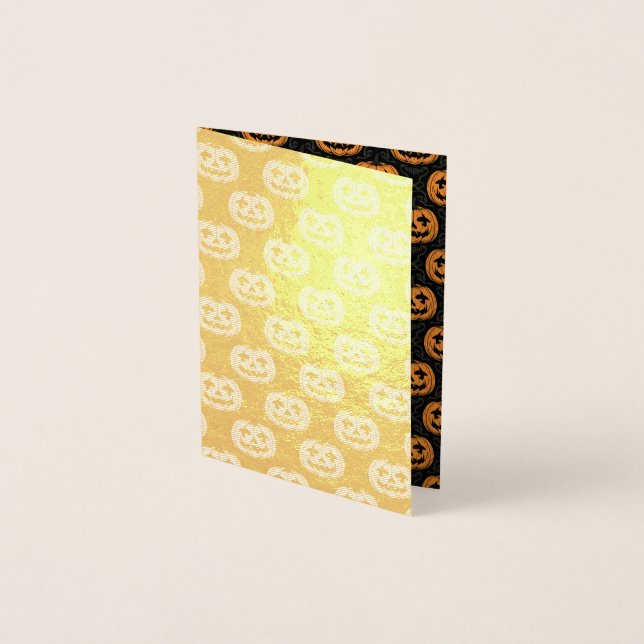 Tarjeta Con Relieve Metalizado Pumpkin Skull  (Anverso)