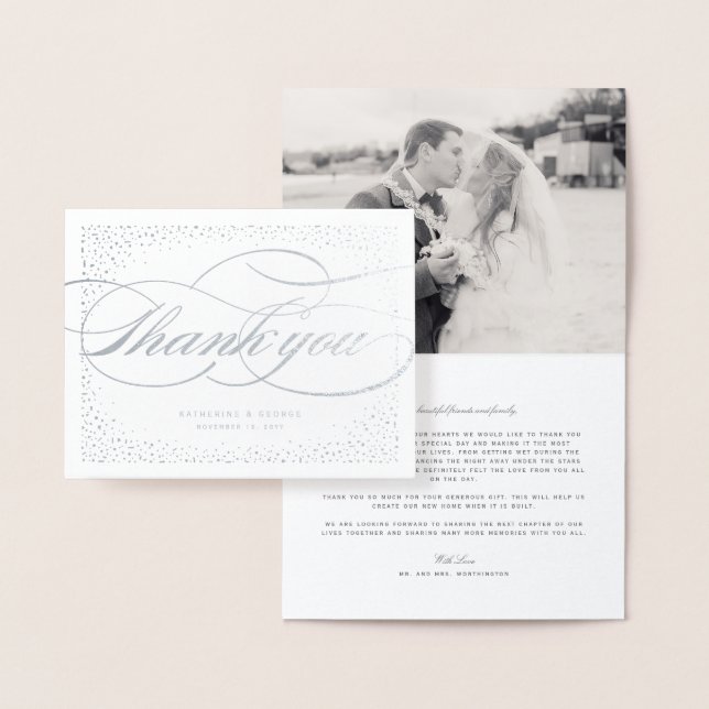 Tarjeta Con Relieve Metalizado Puntos Confetti Y Boda De Guiones Clásicos Gracias (Demostración)