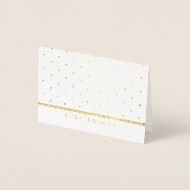 Tarjeta Con Relieve Metalizado Puntos y nombre del Relieve metalizado dorado (Anverso)