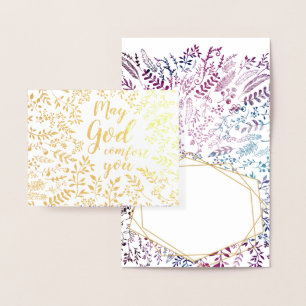 Tarjeta Con Relieve Metalizado Púrpura azul Religiosa Que Dios te confíe la simpa