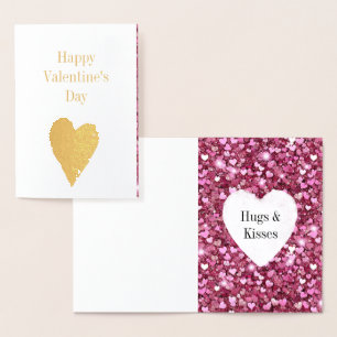 Tarjeta Con Relieve Metalizado Purpurina Rosa Girly: abrazos