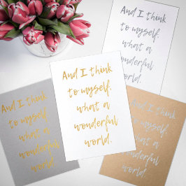 Tarjeta Con Relieve Metalizado Qué mundo maravilloso