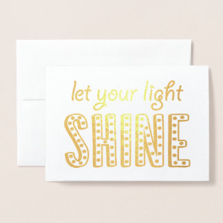 Tarjeta Con Relieve Metalizado Que tu luz brille aliento cristiano