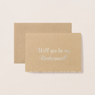 Tarjeta Con Relieve Metalizado ¿Quieres Ser Mi Dama de Honor? Encaje Rústico