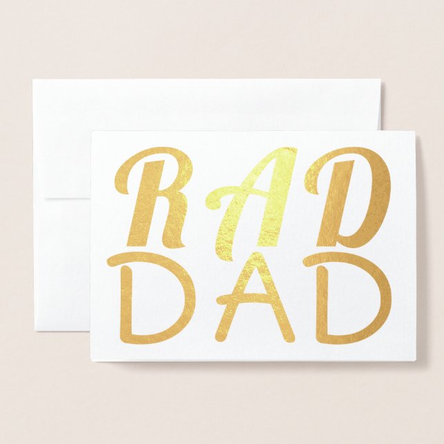 Tarjeta Con Relieve Metalizado RAD DAD | Relieve metalizado dorado real | Texto P (Anverso con sobre)