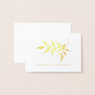 Tarjeta Con Relieve Metalizado Rama de oliva de Relieve metalizado dorado | Boda